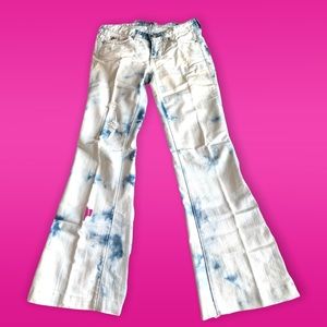 Flare Wide legs Bebe Denim Jeans 2b Boot Cut Tight Dye Destroy Size 26 Women